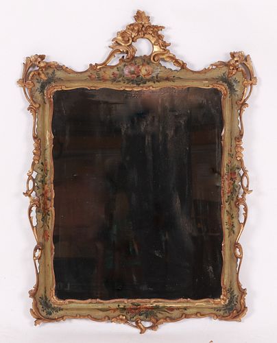 A Parcel Gilt & Floral Painted Venetian Mirror