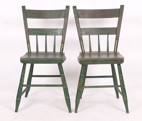 A Pair of Plank Bottom Country Chairs