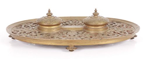 A 19th Century Bronze Double Inkwell
