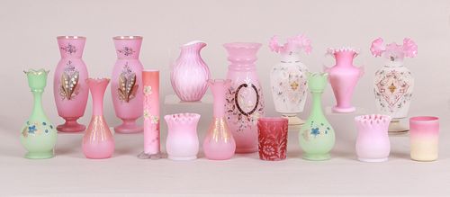 A Group of 19th Century Glass, Peach Blow, Etc...