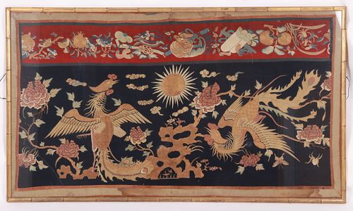 A Large Chinese Silk Embroidered Textile