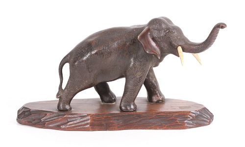 A Japanese Bronze Figure of an Elephant