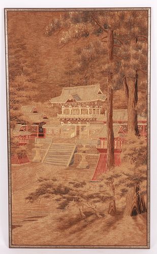 A Large Japanese Meiji Silk Embroidery