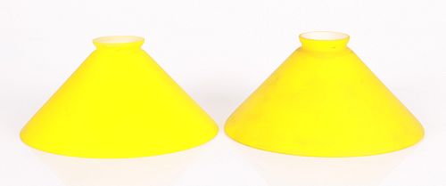 Pair Of De Majo Murano Yellow Art Glass Shades