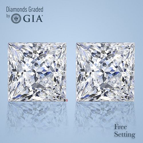 4.01 carat diamond pair Princess cut Diamond GIA Graded 1) 2.01 ct, Color H, VVS1 2) 2.00 ct, Color H, VVS2. Appraised Value: $124,000 