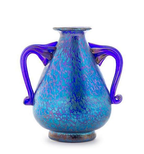 A Czechoslovakian Iridescent Glass Vase, Height 7 inches.