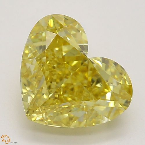 1.01 ct, Natural Fancy Vivid Yellow Even Color, VS1, Heart cut Diamond (GIA Graded), Appraised Value: $38,500 