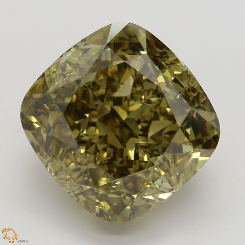 9.03 ct, Natural Fancy Dark Brown Greenish Yellow Even Color, VVS2, Cushion cut Diamond (GIA Graded), Appraised Value: $203,500 