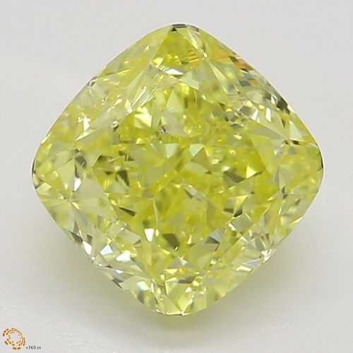 1.05 ct, Natural Fancy Intense Yellow Even Color, SI1, Cushion cut Diamond (GIA Graded), Appraised Value: $23,000 
