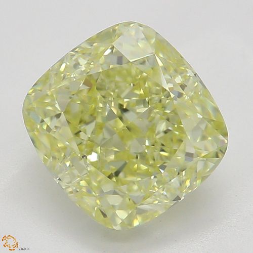 1.50 ct, Natural Fancy Yellow Even Color, VS2, Cushion cut Diamond (GIA Graded), Appraised Value: $23,200 