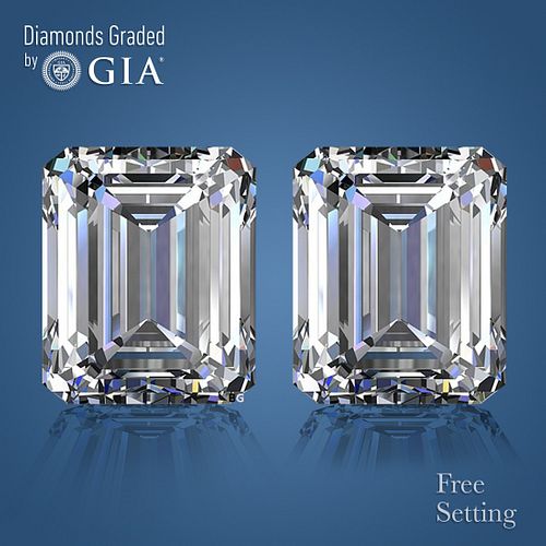 4.11 carat diamond pair Type IIa Emerald cut Diamond GIA Graded 1) 2.04 ct, Color D, FL 2) 2.07 ct, Color D, FL. Appraised Value: $235,700 