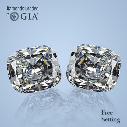 4.02 carat diamond pair Cushion cut Diamond GIA Graded 1) 2.01 ct, Color I, VVS2 2) 2.01 ct, Color I, VS1. Appraised Value: $94,800 