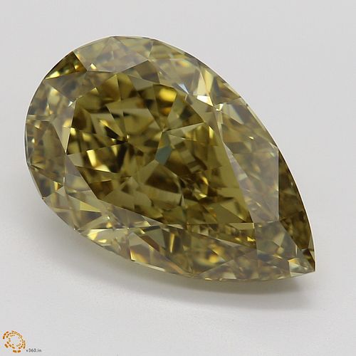 3.50 ct, Natural Fancy Dark Brown Greenish Yellow Even Color, VS1, Pear cut Diamond (GIA Graded), Appraised Value: $50,300 