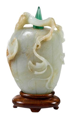 Jade or Hardstone Gourd Form Snuff Bottle