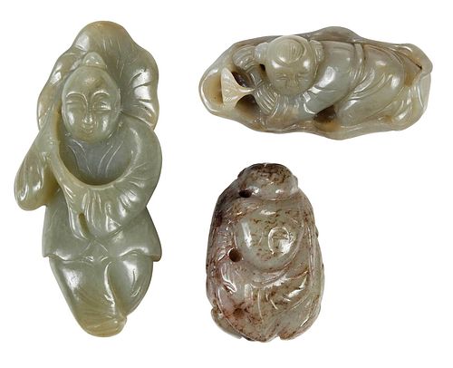 Group of Three Chinese Jade or Hardstone Toggles
