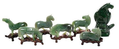 Seven Chinese Hardstone Carved Animal Figures