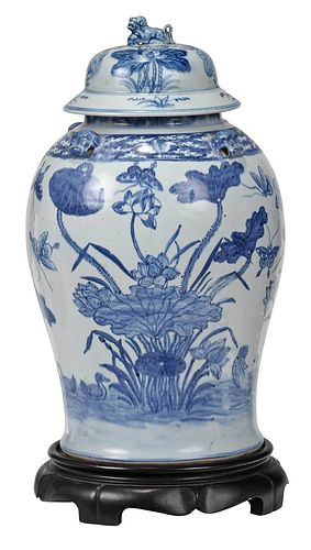 Chinese Blue and White 'Duck and Lotus Pond' Jar
