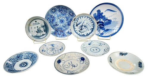 Nine Chinese Blue and White Porcelain Plates
