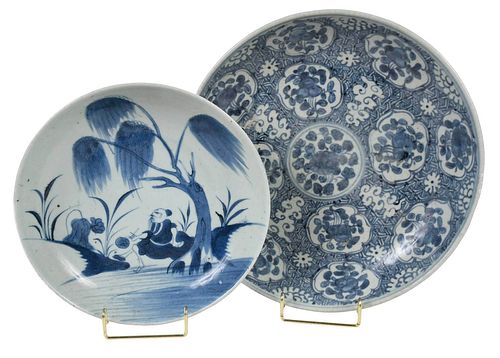 Two Chinese Blue and White Low Bowls