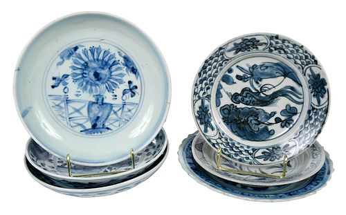 Six Asian Blue and White Plates