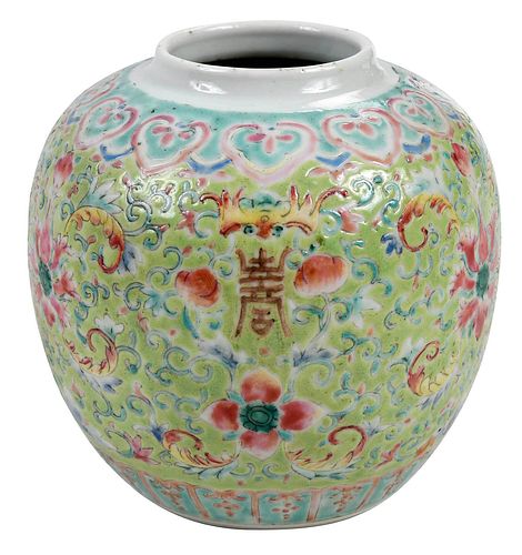 Chinese Famille Rose 'Lotus' Porcelain Jar