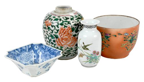 Four Enameled Chinese Table Items 