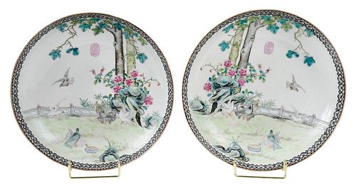 Pair of Chinese Famille Rose Plates