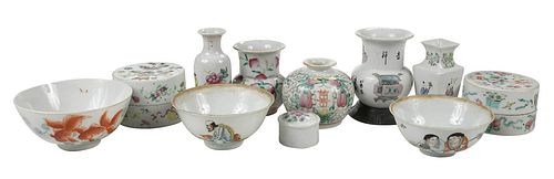 Ten Chinese Porcelain Famille Rose Items