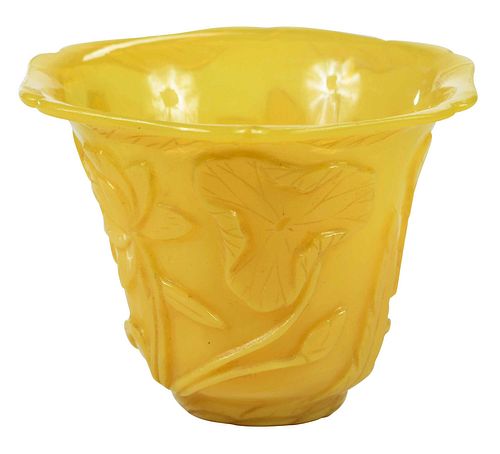 Chinese Yellow Peking Glass Libation Cup
