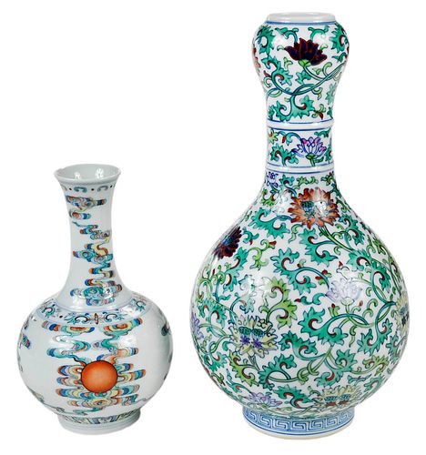 Two Chinese Enameled Porcelain Vases