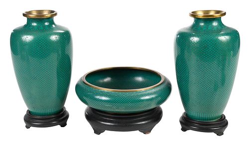 Three Chinese Cloisonne Vases and Planter