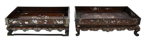 Two Chinese Carved Mother of Pearl Inlaid Stands