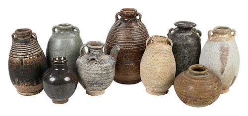 Nine Asian Early Glazed Pottery Vessels