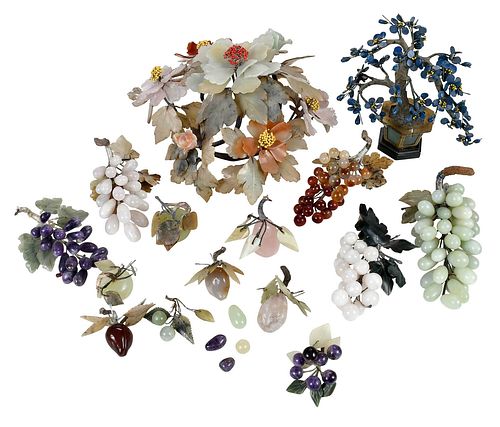 Collection of Hardstone Flower and Fruit Arrangements