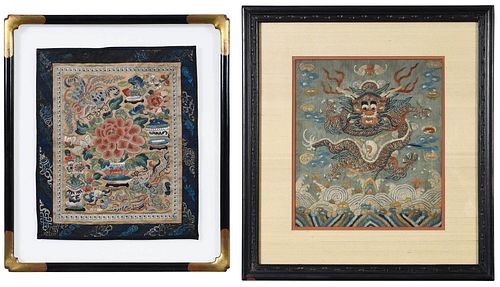 Two Framed Chinese Silk Textiles