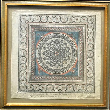  Roman Mosiac Floor Antique 18th C Hand Colored French Engraving