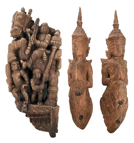 Three Asian Carved Architectural Elements