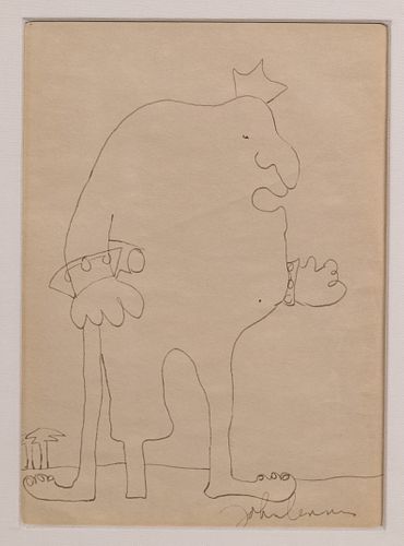 John Lennon (British, 1940-1980) Pen and Ink Drawing on Paper