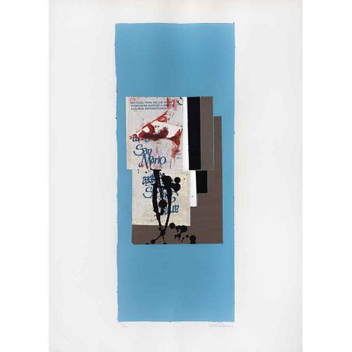 FERNANDO GARCÍA PONCE. Sin título "F-c", 1984. Con sello de agua de Ediciones Multiarte, Firmado a lápiz. Serigrafías y collage 17 / 50, 59.5 x 29 cm 