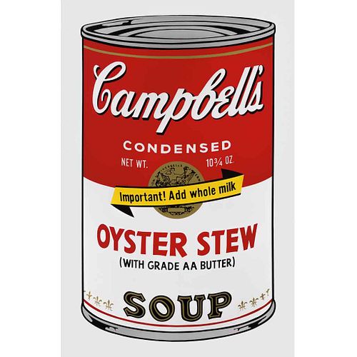 ANDY WARHOL, II.59: Campbell's Soup II Oyster Stew. Con sello en la parte posterior. Serigrafía sin número de tiraje. 61 x 48 cm