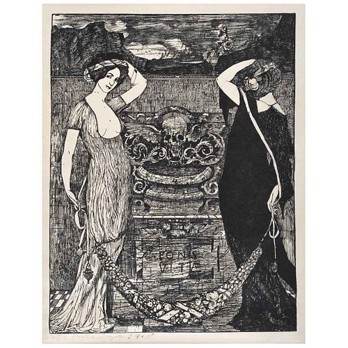 ROBERTO MONTENEGRO, Sin título, Firmada y fechada 1918, Xilografía s/n, 24 x 18 cm