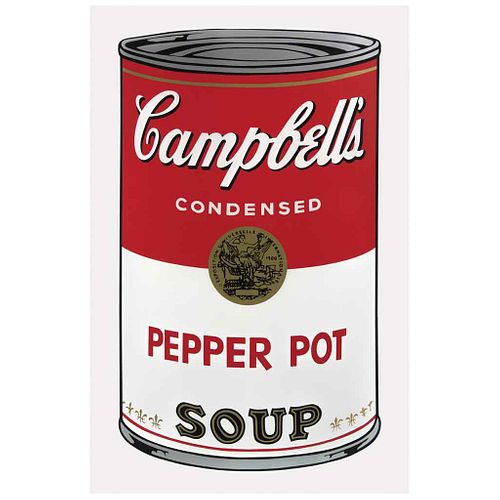 ANDY WARHOL, II.51: Campbell's Pepper Pot Soup, Sello en la parte posterior "Fill in your own signature" Serigrafía S/N, 88 x 58.4 cm