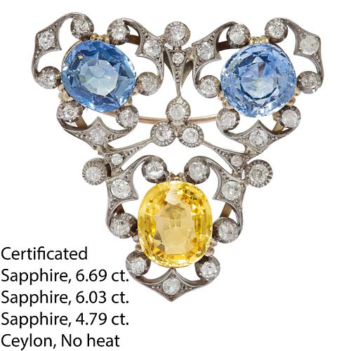 IMPORTANT SAPPHIRE AND DIAMOND BROOCH
