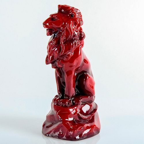 Rare Royal Doulton Flambe Study of a Lion on Elevated Rock