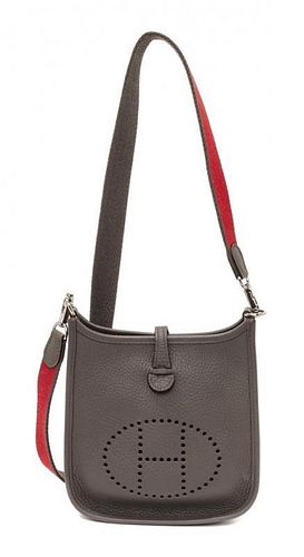 An Hermes Amazone Etain Taurillon Clemence Mini Evelyne Handbag, 6.7" x 7" x 2".