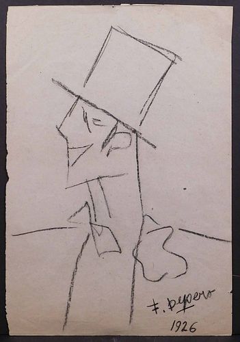 Fortunato Depero, Attributed: Man Wearing a Top Hat
