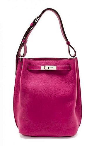 An Hermes Rubis Togo 22cm So-Kelly Handbag, 9" x 11" x 4.5".
