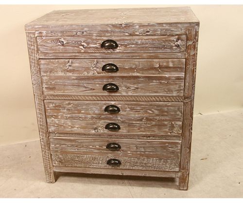 APOTHECARY STYLE CHEST WITH DISTRESSED FINISH