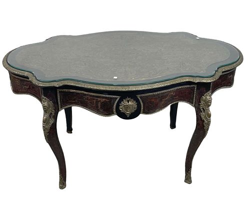 19th CENTURY BOULLE LIBRARY TABLE