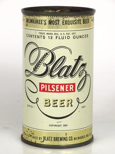 1950 Blatz Pilsner Beer 12oz 39-08 Milwaukee Wisconsin